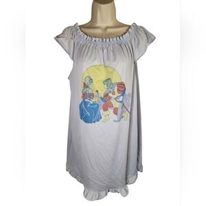 Vintage 1970s 1980s Girls Nightgown Princess Prince Fairy Tale Print Ruffled